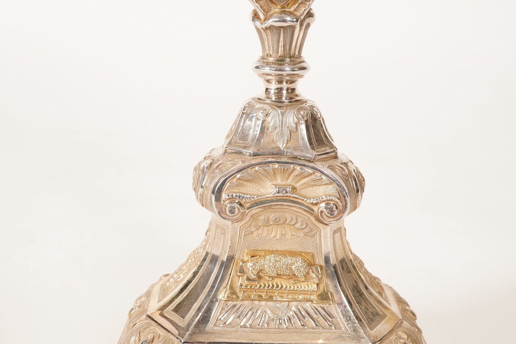 A mid 19th century French 950 standard parcel gilt silver Monstrance, by Placide Poussielgue-Rusand of Paris (1847-1891)